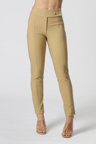 Pantalones pitillo de algodón entallados - KAKI