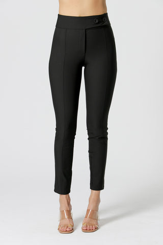 Pantalones pitillo de algodón entallados - NEGRO