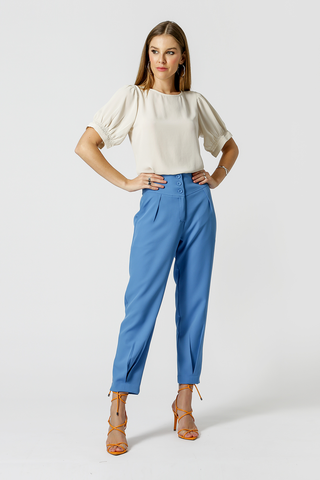 Blusa con mangas abullonadas y lastex - GELO