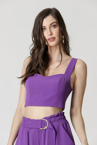 Blusa corta con detalle de látex - MORADA