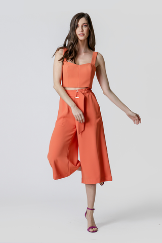 Blusa corta con detalle de látex - NARANJA