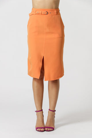 Saia Midi Com Cinto Fino - LARANJA 2