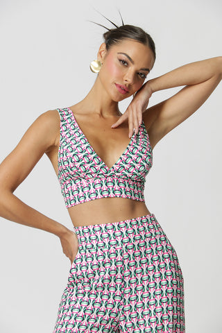 Blusa estampada con cuello en V - ROSA 7172