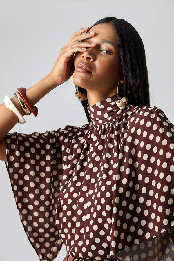 Blusa Balonê Com Gola Alta