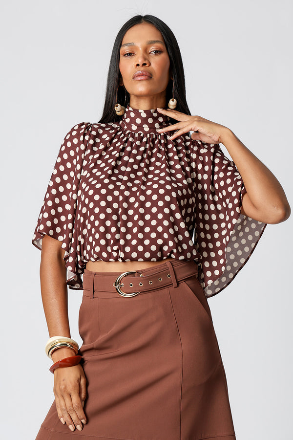 Blusa Balonê Com Gola Alta