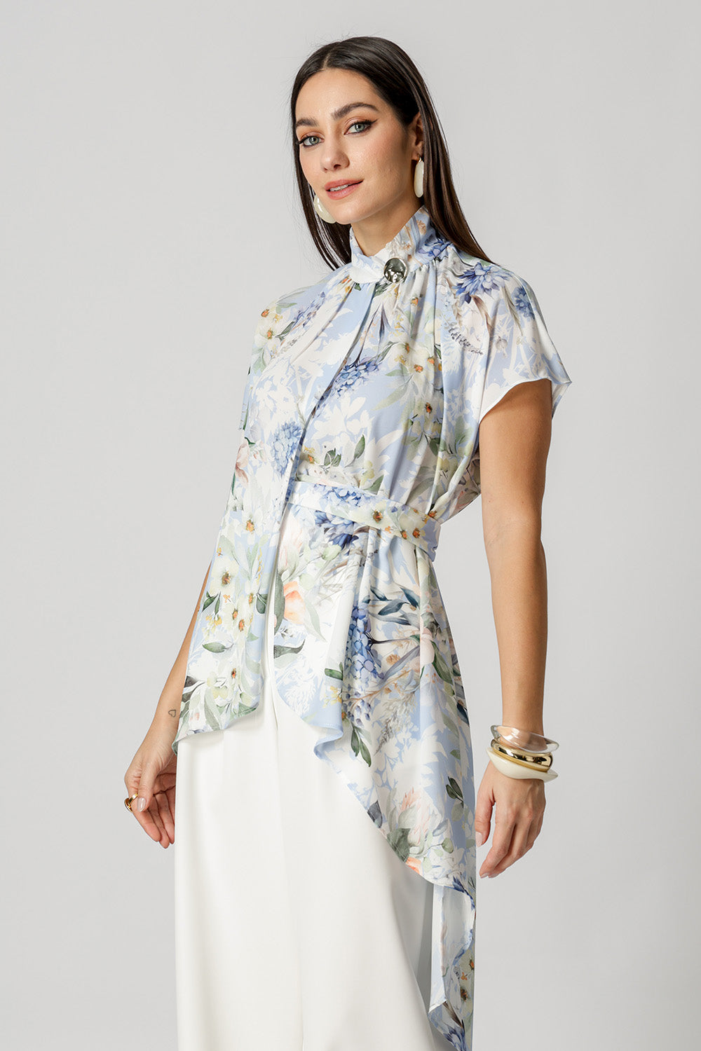 Blusa Moulet Estampada Transpassada