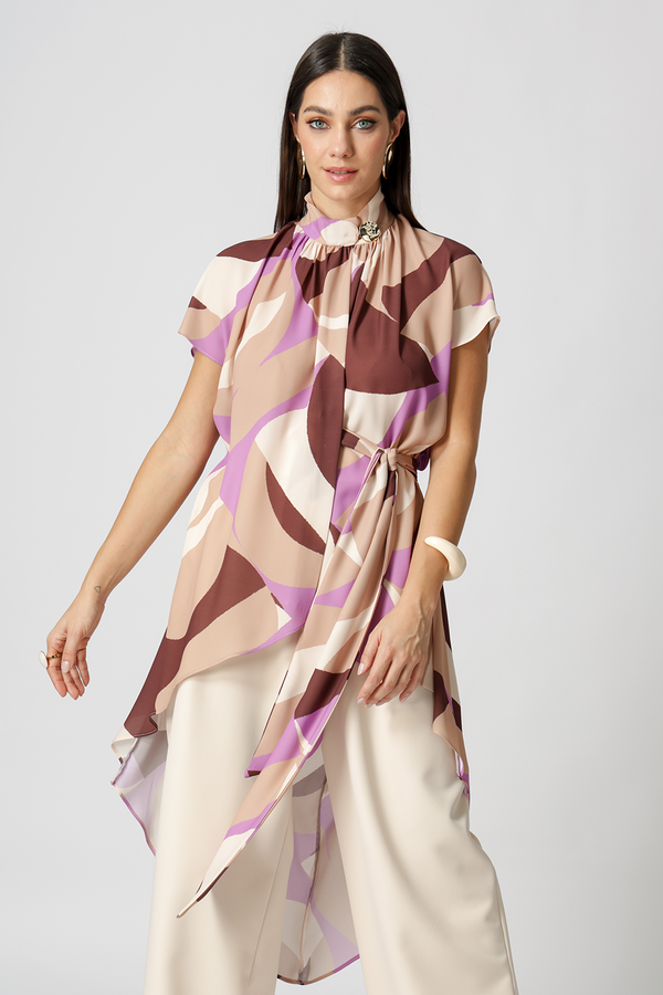 Blusa Moulet Estampada Transpassada