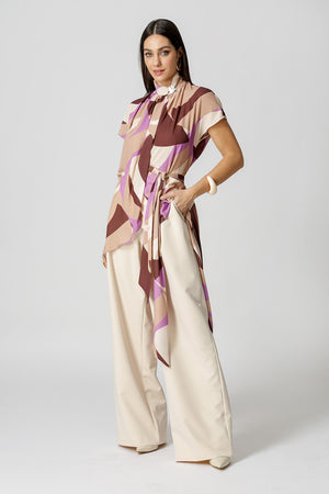 Blusa Moulet Estampada Transpassada