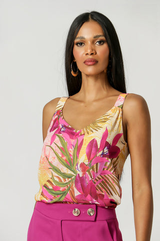 Blusa Decote V Estampada - SOL 4087