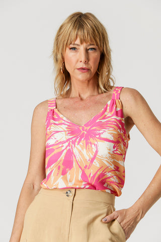 Blusa Decote V Estampada - LARANJA 1208
