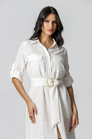 Camisa con bolsillos delanteros - BLANCO ROJO