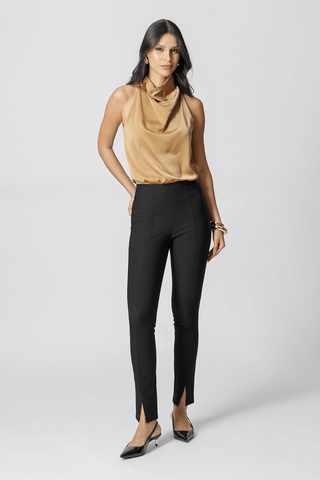 Pantalones con aberturas y corte delantero - NEGRO