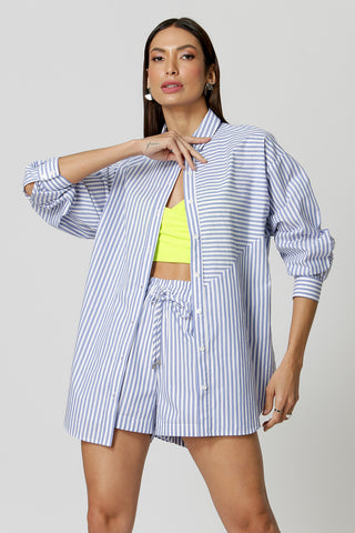 Camisa Oversized Listrada - MARINHO 90131