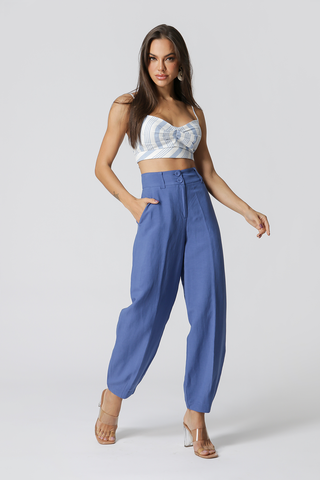 Calça Balloon Em Linho - JEANS