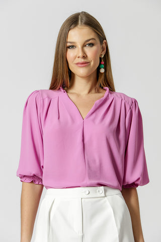 Blusa Gola De Babado - LILAS CLARO