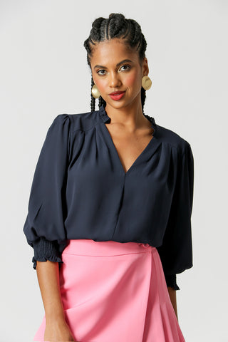 Blusa Gola De Babado - MARINHO