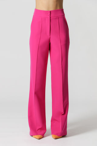 Calça Pantalona Com Vinco - MAGENTA