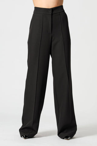 Pantalones anchos con pliegue - NEGRO 2
