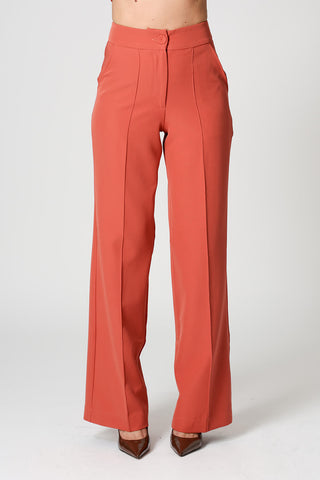 Pantalones anchos con pliegue - GOIABA