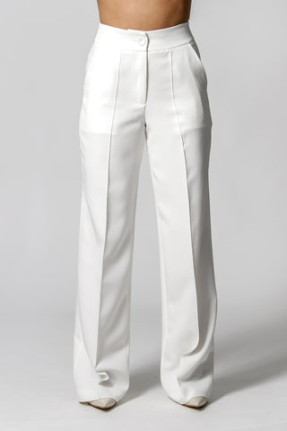 Calça Pantalona Com Vinco - OFF WHITE 1