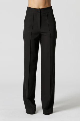 Pantalones anchos con pliegue - NEGRO