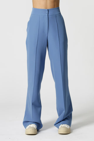 Pantalones anchos con pliegue - AZUL CLARO