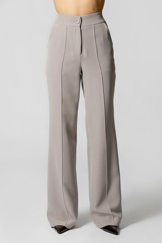 Calça Pantalona Com Vinco - CINZA