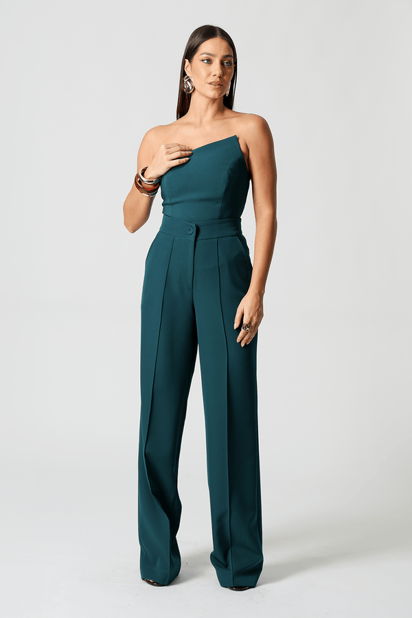 Calça Pantalona Com Vinco