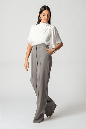 Calça Pantalona Com Vinco