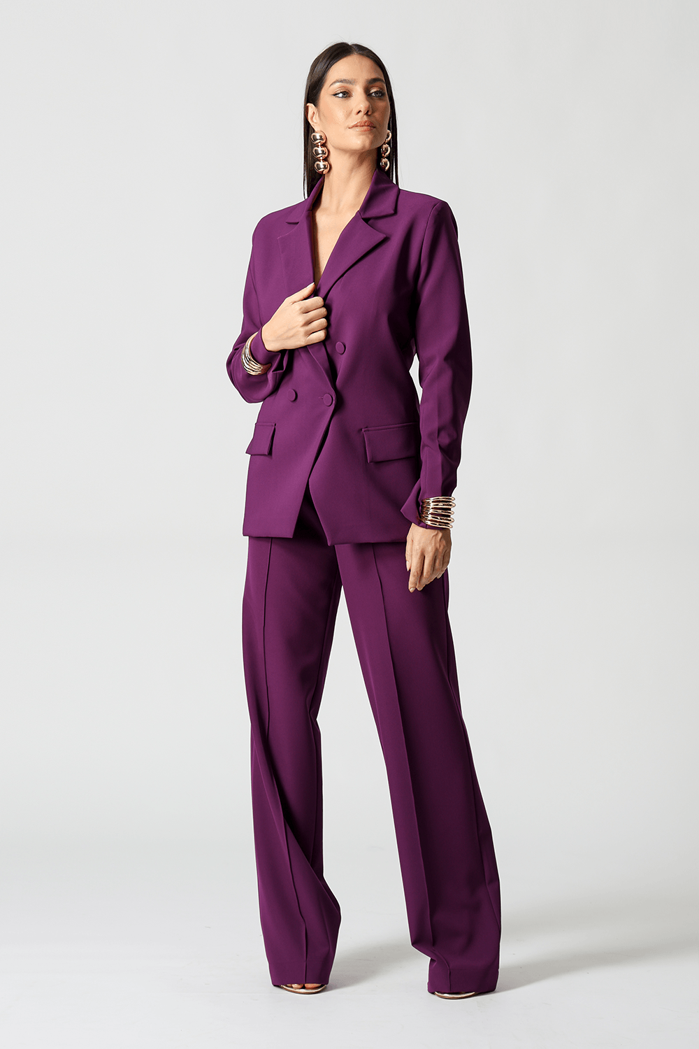 Calça Pantalona Com Vinco