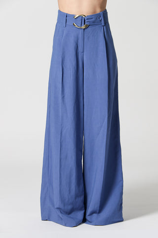 Calça Pantalona Linho Com Cinto - JEANS