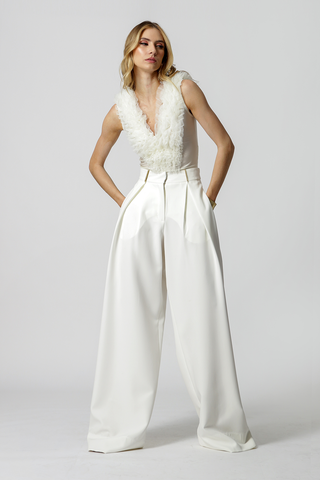 Body de tul con volantes - BLANCO ROJO