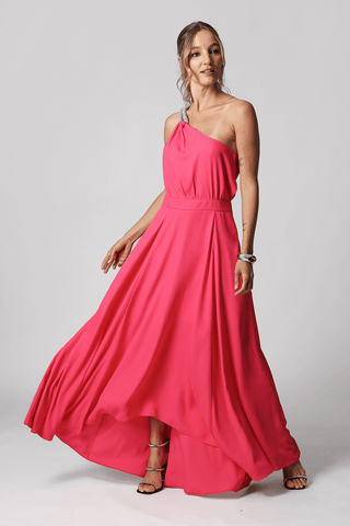 Vestido de un hombro con diamantes de imitación - FLOR