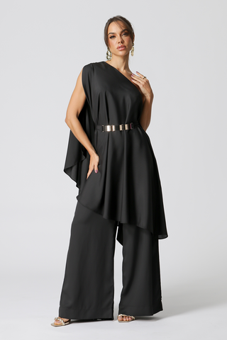 Pantalones de pierna ancha - NEGRO