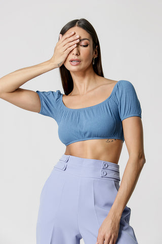 Blusa de manga corta - COBALTO
