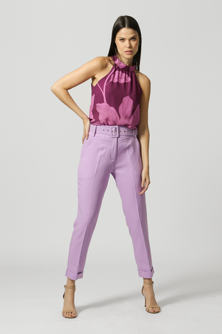 Blusa estampada con cuello - MORADA 1205