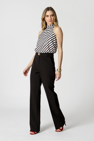 Blusa Estampada Com Gola - PRETO 7183