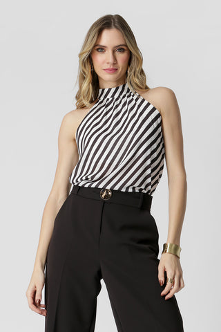 Blusa Estampada Com Gola - PRETO 7183