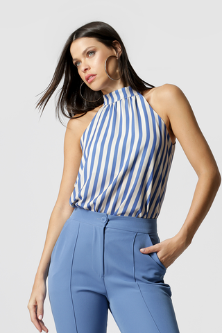 Blusa Estampada Com Gola - AZUL 7185