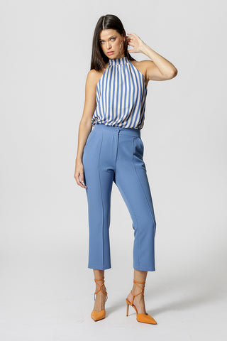 Blusa Estampada Com Gola - AZUL 7185
