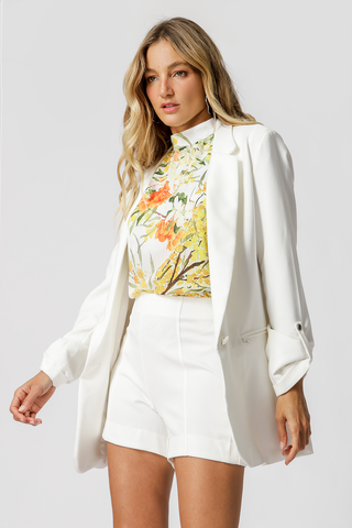 Blusa Estampada Com Gola - AMARELO 1215