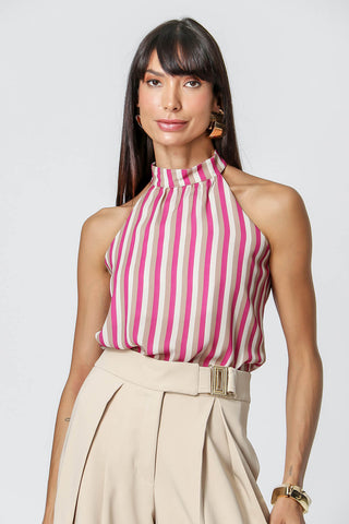 Blusa Estampada Com Gola - MAGENTA 7186