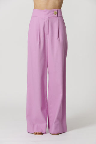 Pantalón de lino cruzado - MORADO CLARO