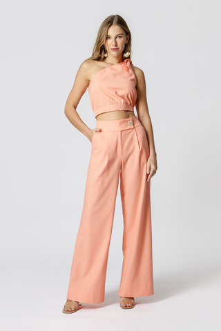 Pantalones de lino con cintura cruzada - SALMAO