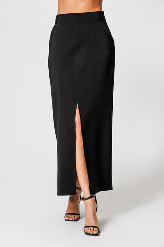 Falda midi con abertura delantera - NEGRO 2