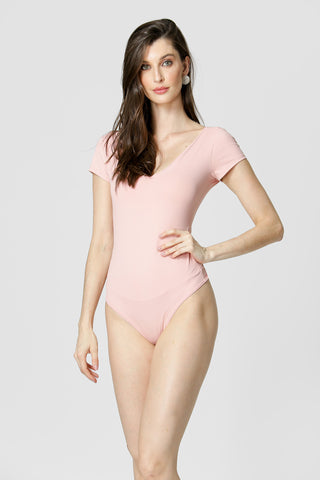 Body con escote en pico delantero y trasero - NUDE