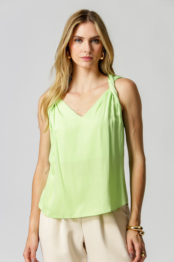 Blusa Em Cetim Torcida No Ombro