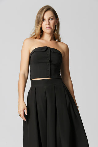 Blusa sin tirantes con solapa - NEGRO 1