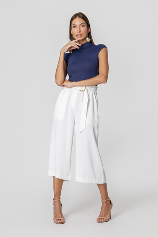 Blusa corta de cuello alto - AZUL MARINO