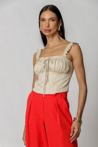Blusa Corset Com Franzido No Busto - GELO